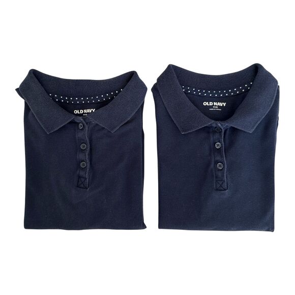 Old Navy Long Sleeve Polo Kids Size 8 Medium Navy Blue School Uniform - Lot of 2 - Picture 2 of 7